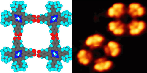 STM Molecular structure and Image of COOH-Porphyrin tetramer by USM1200