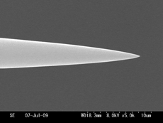 SEM image of tip of nickel probe