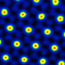 STM Image of vortex lattice of a superconductor NbSe2 by USM1300